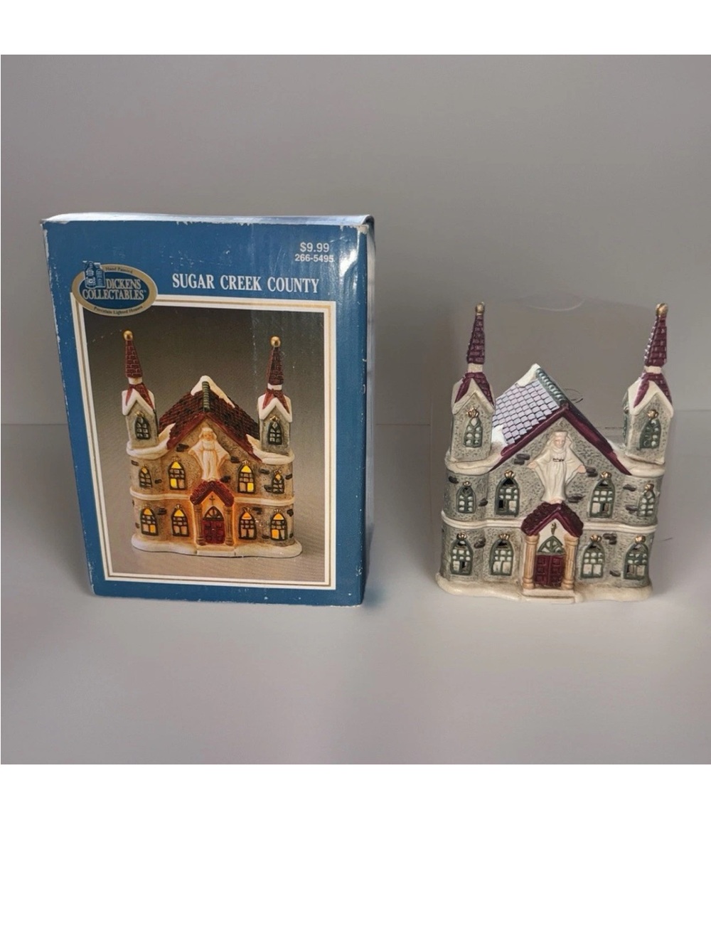 Vtg Dickens Collectables Sugar Creek County Porcelain Lighted Church Village